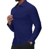image:imageAlimens amp Gentle Mens Dress Shirts Stretch Muscle Fit Wrinkle Free Long Sleeve Button Down Shirt Casual Business Formal ShirtNavy Blue