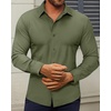 image:imageAlimens amp Gentle Mens Dress Shirts Stretch Muscle Fit Wrinkle Free Long Sleeve Button Down Shirt Casual Business Formal ShirtOlive