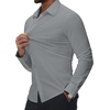 image:imageAlimens amp Gentle Mens Dress Shirts Stretch Muscle Fit Wrinkle Free Long Sleeve Button Down Shirt Casual Business Formal ShirtSilver
