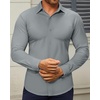 image:imageAlimens amp Gentle Mens Dress Shirts Stretch Muscle Fit Wrinkle Free Long Sleeve Button Down Shirt Casual Business Formal ShirtSilver