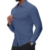 image:imageAlimens amp Gentle Mens Dress Shirts Stretch Muscle Fit Wrinkle Free Long Sleeve Button Down Shirt Casual Business Formal ShirtSteel Blue
