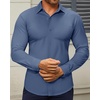 image:imageAlimens amp Gentle Mens Dress Shirts Stretch Muscle Fit Wrinkle Free Long Sleeve Button Down Shirt Casual Business Formal ShirtSteel Blue