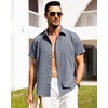image:imageAlimens amp Gentle Mens Linen Shirts Short Sleeve Button Down Shirts Wrinkle Free Casual Vacation Beach Summer TopsBlue