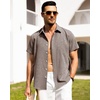 image:imageAlimens amp Gentle Mens Linen Shirts Short Sleeve Button Down Shirts Wrinkle Free Casual Vacation Beach Summer TopsBrown