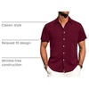 image:imageAlimens amp Gentle Mens Linen Shirts Short Sleeve Button Down Shirts Wrinkle Free Casual Vacation Beach Summer TopsBurgundy