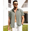 image:imageAlimens amp Gentle Mens Linen Shirts Short Sleeve Button Down Shirts Wrinkle Free Casual Vacation Beach Summer TopsGreen