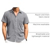 image:imageAlimens amp Gentle Mens Linen Shirts Short Sleeve Button Down Shirts Wrinkle Free Casual Vacation Beach Summer TopsGrey