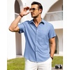 image:imageAlimens amp Gentle Mens Linen Shirts Short Sleeve Button Down Shirts Wrinkle Free Casual Vacation Beach Summer TopsIce Blue
