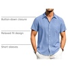 image:imageAlimens amp Gentle Mens Linen Shirts Short Sleeve Button Down Shirts Wrinkle Free Casual Vacation Beach Summer TopsIce Blue