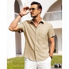 image:imageAlimens amp Gentle Mens Linen Shirts Short Sleeve Button Down Shirts Wrinkle Free Casual Vacation Beach Summer TopsKhaki