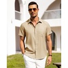 image:imageAlimens amp Gentle Mens Linen Shirts Short Sleeve Button Down Shirts Wrinkle Free Casual Vacation Beach Summer TopsKhaki