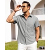 image:imageAlimens amp Gentle Mens Linen Shirts Short Sleeve Button Down Shirts Wrinkle Free Casual Vacation Beach Summer TopsLight Grey