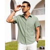 image:imageAlimens amp Gentle Mens Linen Shirts Short Sleeve Button Down Shirts Wrinkle Free Casual Vacation Beach Summer TopsMint Green