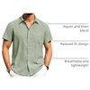 image:imageAlimens amp Gentle Mens Linen Shirts Short Sleeve Button Down Shirts Wrinkle Free Casual Vacation Beach Summer TopsMint Green