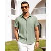 image:imageAlimens amp Gentle Mens Linen Shirts Short Sleeve Button Down Shirts Wrinkle Free Casual Vacation Beach Summer TopsMint Green