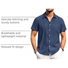 image:imageAlimens amp Gentle Mens Linen Shirts Short Sleeve Button Down Shirts Wrinkle Free Casual Vacation Beach Summer TopsNavy Blue