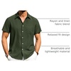 image:imageAlimens amp Gentle Mens Linen Shirts Short Sleeve Button Down Shirts Wrinkle Free Casual Vacation Beach Summer TopsOlive Green
