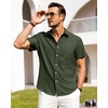 image:imageAlimens amp Gentle Mens Linen Shirts Short Sleeve Button Down Shirts Wrinkle Free Casual Vacation Beach Summer TopsOlive Green