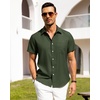 image:imageAlimens amp Gentle Mens Linen Shirts Short Sleeve Button Down Shirts Wrinkle Free Casual Vacation Beach Summer TopsOlive Green