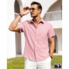 image:imageAlimens amp Gentle Mens Linen Shirts Short Sleeve Button Down Shirts Wrinkle Free Casual Vacation Beach Summer TopsPink