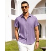 image:imageAlimens amp Gentle Mens Linen Shirts Short Sleeve Button Down Shirts Wrinkle Free Casual Vacation Beach Summer TopsPurple