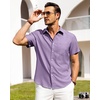 image:imageAlimens amp Gentle Mens Linen Shirts Short Sleeve Button Down Shirts Wrinkle Free Casual Vacation Beach Summer TopsPurple
