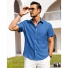 image:imageAlimens amp Gentle Mens Linen Shirts Short Sleeve Button Down Shirts Wrinkle Free Casual Vacation Beach Summer TopsRoyal Blue