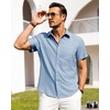 image:imageAlimens amp Gentle Mens Linen Shirts Short Sleeve Button Down Shirts Wrinkle Free Casual Vacation Beach Summer TopsSky Blue