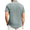 image:imageAlimens amp Gentle Mens Linen Shirts Short Sleeve Button Down Shirts Wrinkle Free Casual Vacation Beach Summer TopsTeal
