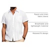 image:imageAlimens amp Gentle Mens Linen Shirts Short Sleeve Button Down Shirts Wrinkle Free Casual Vacation Beach Summer TopsWhite