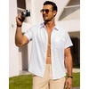 image:imageAlimens amp Gentle Mens Linen Shirts Short Sleeve Button Down Shirts Wrinkle Free Casual Vacation Beach Summer TopsWhite