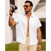 image:imageAlimens amp Gentle Mens Linen Shirts Short Sleeve Button Down Shirts Wrinkle Free Casual Vacation Beach Summer TopsWhite Linen