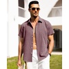 image:imageAlimens amp Gentle Mens Linen Shirts Short Sleeve Button Down Shirts Wrinkle Free Casual Vacation Beach Summer TopsWine Red