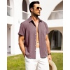image:imageAlimens amp Gentle Mens Linen Shirts Short Sleeve Button Down Shirts Wrinkle Free Casual Vacation Beach Summer TopsWine Red