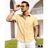 image:imageAlimens amp Gentle Mens Linen Shirts Short Sleeve Button Down Shirts Wrinkle Free Casual Vacation Beach Summer TopsYellow
