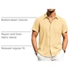 image:imageAlimens amp Gentle Mens Linen Shirts Short Sleeve Button Down Shirts Wrinkle Free Casual Vacation Beach Summer TopsYellow