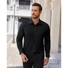 image:imageAlimens amp Gentle Stretch Dress Shirt for Men Button Down Long Sleeve ShirtBlack