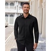 image:imageAlimens amp Gentle Stretch Dress Shirt for Men Button Down Long Sleeve ShirtBlack