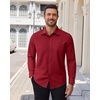 image:imageAlimens amp Gentle Stretch Dress Shirt for Men Button Down Long Sleeve ShirtBurgundy