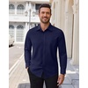 image:imageAlimens amp Gentle Stretch Dress Shirt for Men Button Down Long Sleeve ShirtNavy Blue