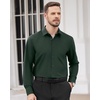 image:imageMens Dress Shirts Long Sleeve Wrinkle Free Business Button Down ShirtDark Green