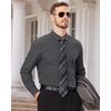 image:imageMens Dress Shirts Long Sleeve Wrinkle Free Business Button Down ShirtDark Grey