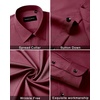 image:imageMens Dress Shirts Long Sleeve Wrinkle Free Business Button Down ShirtDark Red