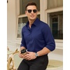 image:imageMens Dress Shirts Odor Resistant Long Sleeve Button Down Shirt StretchyNavy Blue