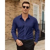 image:imageMens Dress Shirts Odor Resistant Long Sleeve Button Down Shirt StretchyNavy Blue