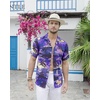 image:imageMens Hawaiian Shirt Summer Beach Casual Short Sleeve Button Down ShirtsPurple