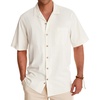 image:imageAlimens amp Gentle Mens Linen Shirts Cotton Hawaiian Shirts Short Sleeve Button Down Shirts Casual Summer Beach TopsAcreamy White