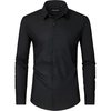 image:imageMens Dress Shirts Long Sleeve Wrinkle Free Business Button Down ShirtBlack