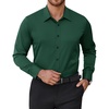 image:imageMens Dress Shirts Odor Resistant Long Sleeve Button Down Shirt StretchyDark Green