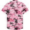 image:imageMens Hawaiian Shirt Summer Beach Casual Short Sleeve Button Down ShirtsPink Beach